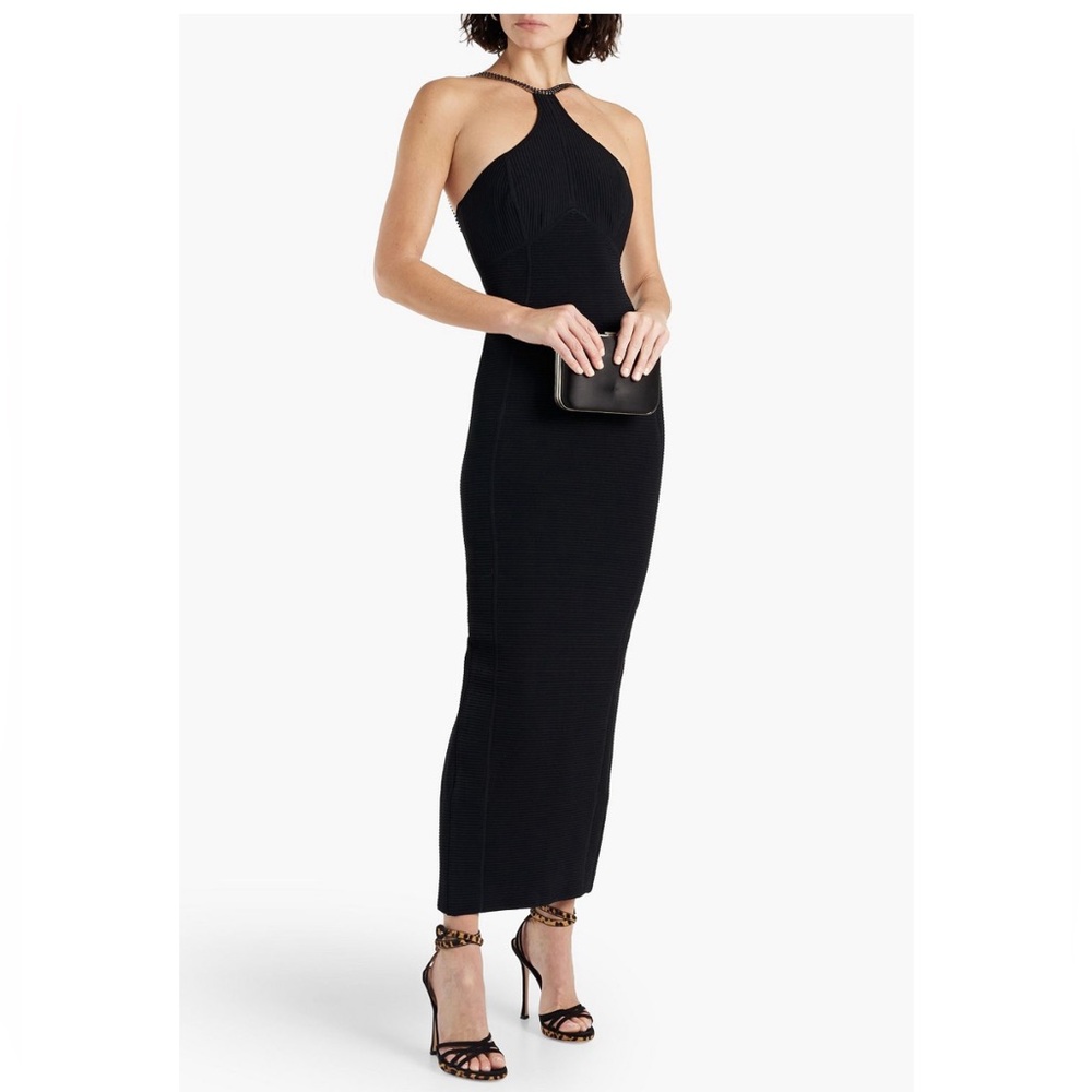 Herve Leger Ottoman Halter Bodycon Dress Long size M